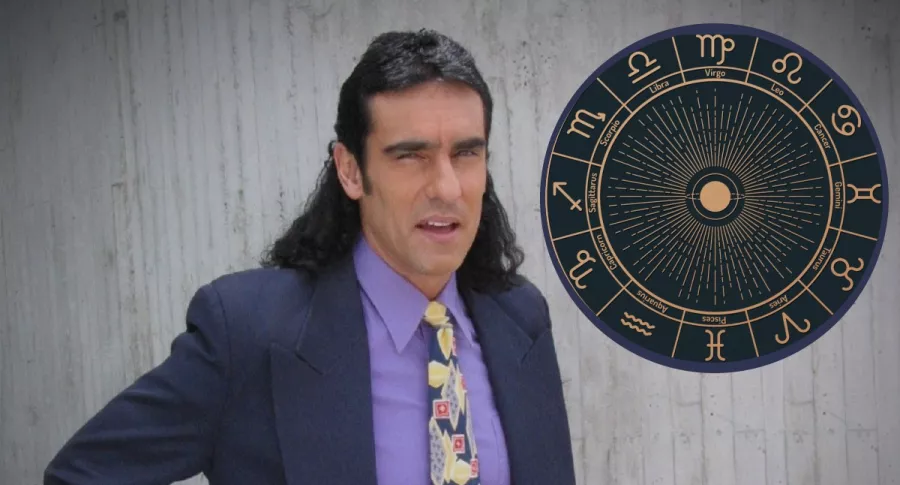 Círculo de los signos zodiacales y Miguel Varoni como 'Pedro, el escamoso', a propósito de que su signo está entre los signos más impulsivos y la explicación de por qué (fotomontaje Pulzo).