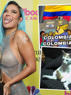 Karol G posa luego de recibir el premio a mejor artista latina en los Billboard Music Awards 2021, el 23 de mayo, en el teatro Microsoft de Los Angeles, California. La colombiana, junto a Bad Bunny, fue protagonista de los memes de la ceremonia gracias a su vestido transparente.