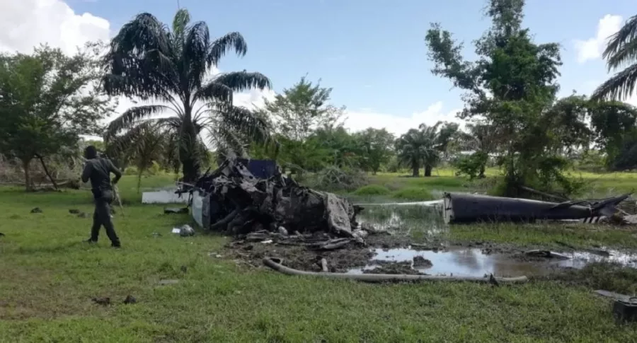 Imagen del helicóptero de la Policía que se accidentó en Bolívar, y que dejó 5 muertos