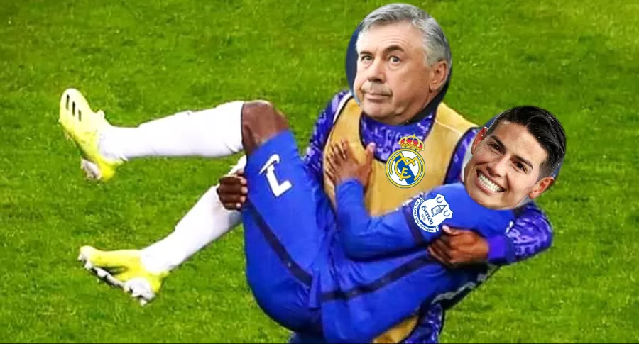 Meme para James Rodríguez por el paso de Carlo Ancelotti al Real Madrid.