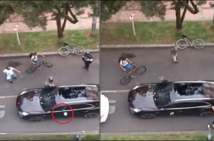 Imágenes de la camioneta Porsche que arrolló a manifestante y fue atacada en Bogotá 