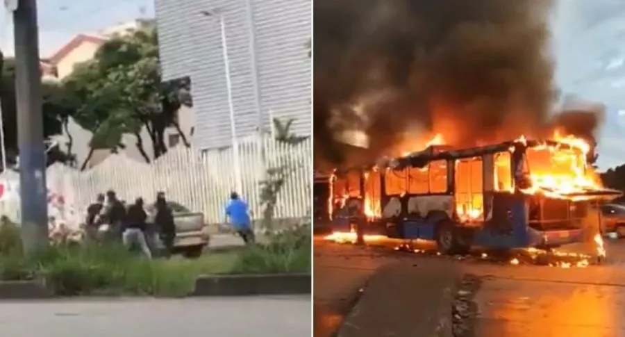 (Videos) Cali: civiles disparando y un bus del MIO incinerado en paro de junio 4