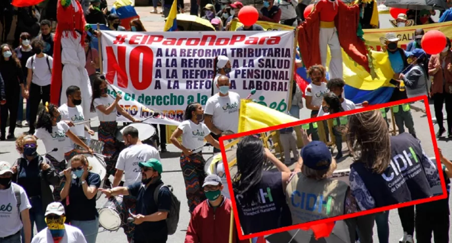 Imagen que ilustra las marchas del paro nacional, a propósito de la llegada de la CIDH a Colombia. 