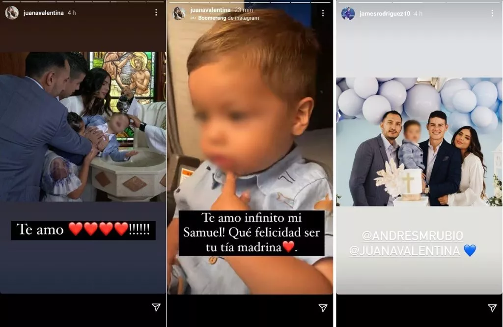 Capturas de pantalla historias Instagram juanavalentina/jamesrodriguez10.