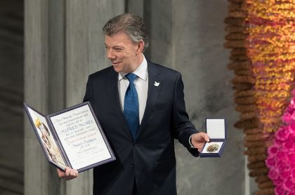 Juan Manuel Santos, el día que recibió el Premio Nobel de Paz. 