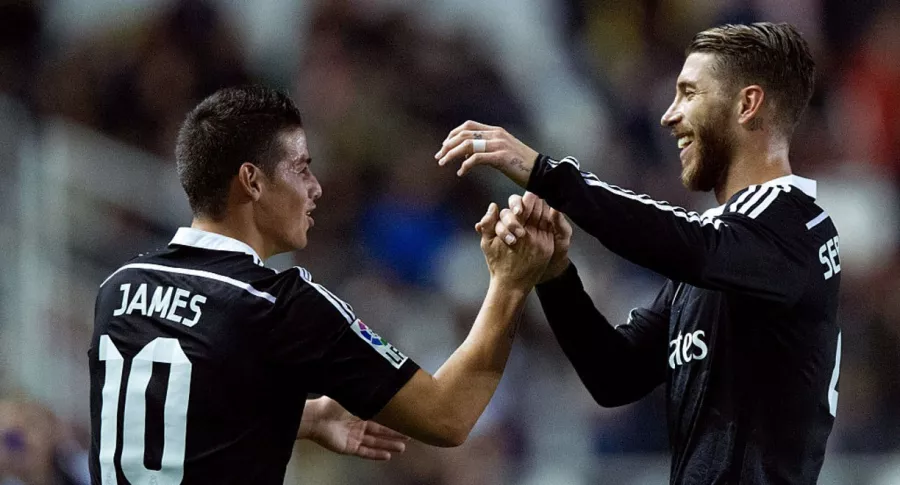 James Rodríguez celebra gol del Real Madrid con Sergio Ramos, ilustra nota de James Rodríguez envía mensaje a Sergio Ramos tras su despedida del Real Madrid