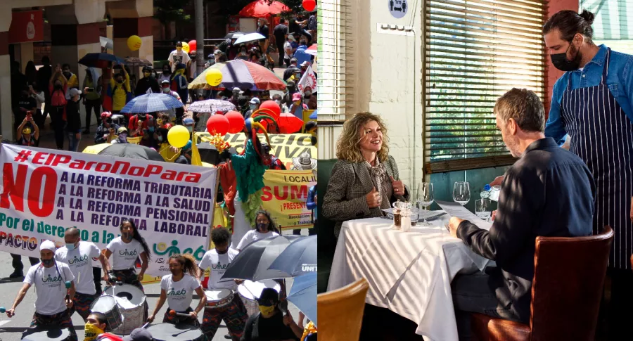 Foto de marchas y restaurantes, a propósito de que ambos son peligrosos ante COVID-19