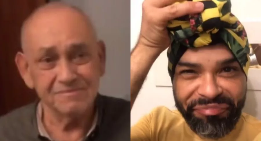 Fotos de Carlos Vargas con un turbante y de la cara de su papá, tomadas en un video del Instagram del presentador.