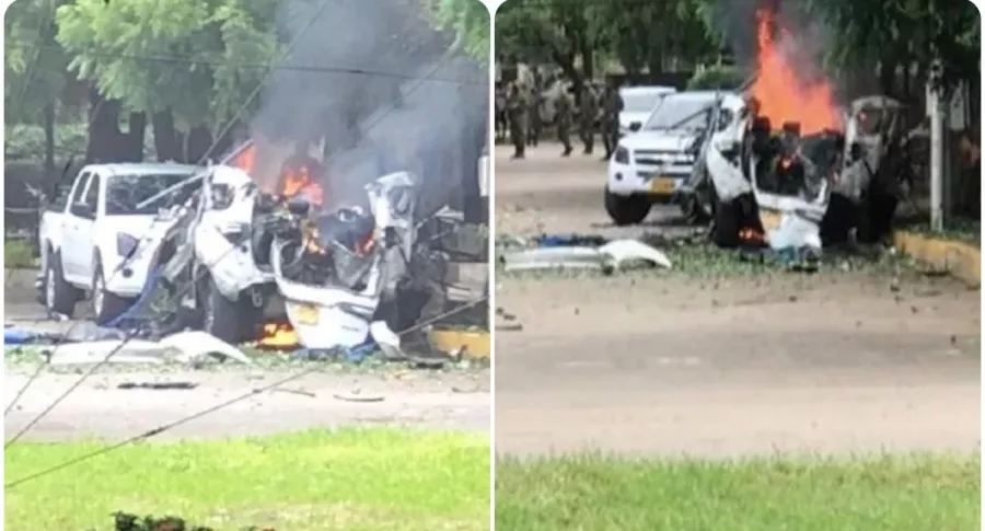 Imágenes del carro bomba que se usó en batallón de Cúcuta. 