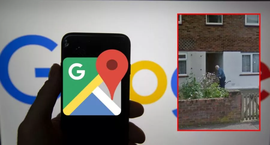 Logo de Google Maps y captura de pantalla de internauta que encuentra foto de familiar ya fallecido