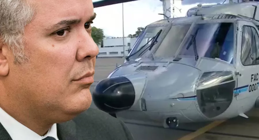 Iván Duque y helicóptero, ilustra nota de Publican retratos hablados de sospechosos de atacar helicóptero presidencial