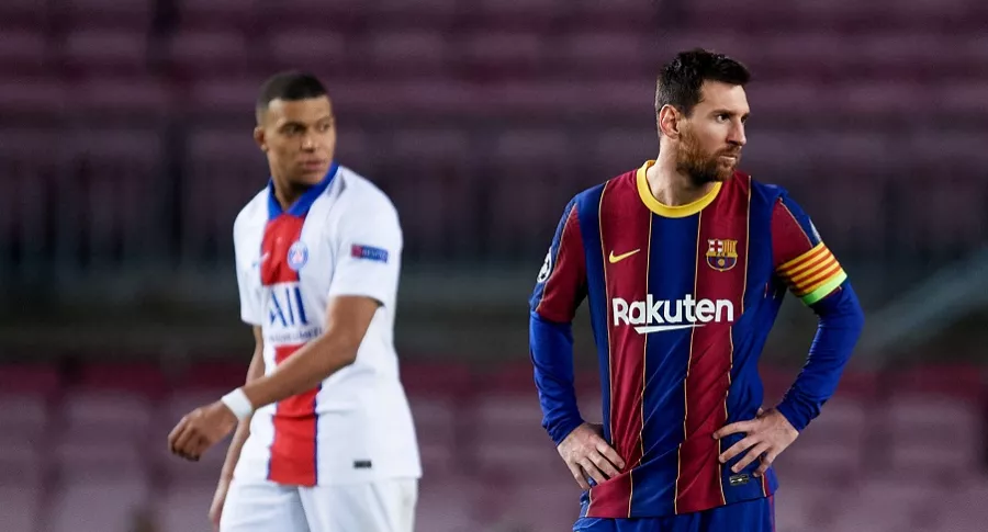 Kylian Mbappé y Lionel Messi, en la Champions League del 2021.