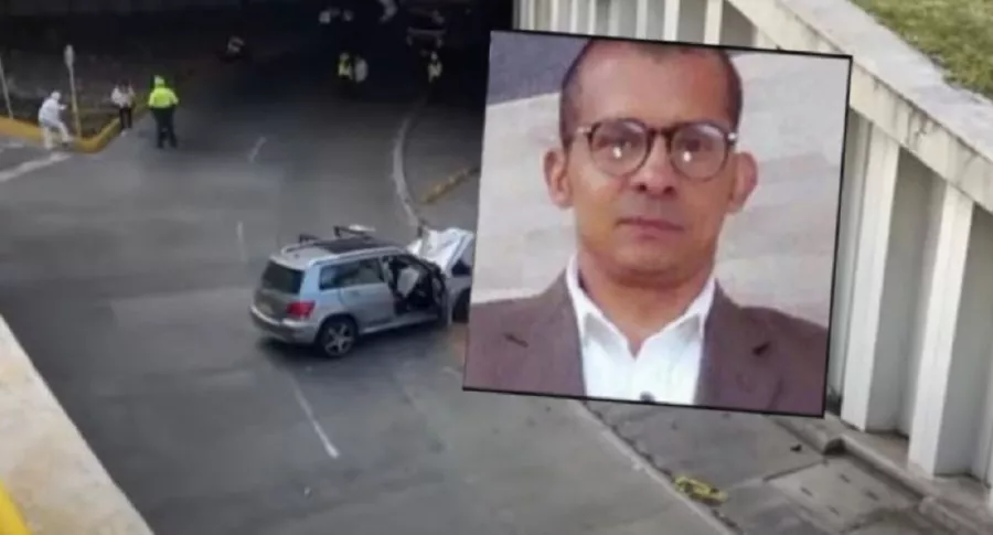 Héctor Zúñiga, motociclista muerto en accidente en Bogotá, y la camioneta que lo arrolló en el norte de Bogotá