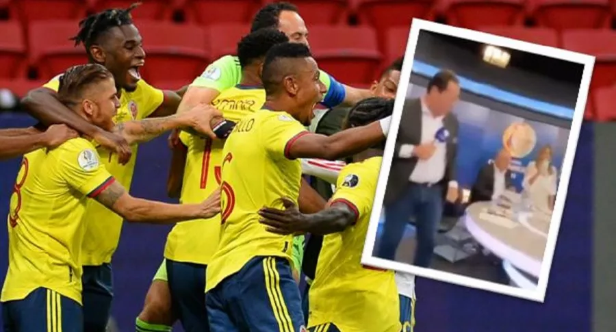 El eufórico festejo de Carlos Antonio Vélez y Andrea Guerreo en RCN por la clasificación de la Selección Colombia en la Copa América 2021. 