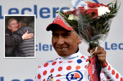 Nairo Quintana sorprendió a la cocinera del Arkéa y le regaló las flores que ganó en el Tour de Francia 2021 por ser el rey de la montaña. 