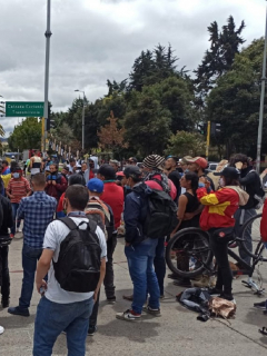 Imagen de las manifestaciones en Suba durante este miércoles.
