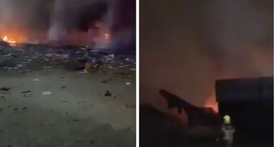 Video de la fuerte explosión que se registró dentro de un barco que sacudió a importante puerto de Dubái. 