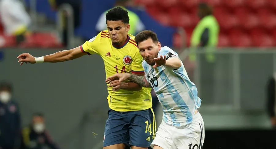 Luis Díaz y Lionel Messi, que compiten por ser el goleador de la Copa América