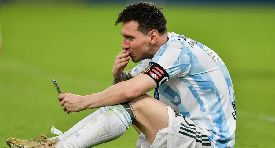 Lionel Messi en videollamada, luego de ganar la Copa América con la Selección de Argentina
