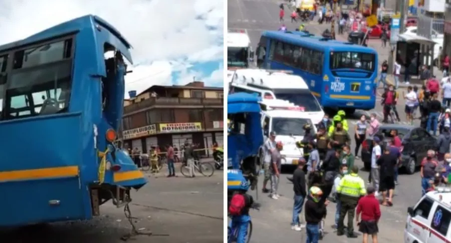 SITP que se quedó sin frenos en Bogotá y provocó accidente múltiple
