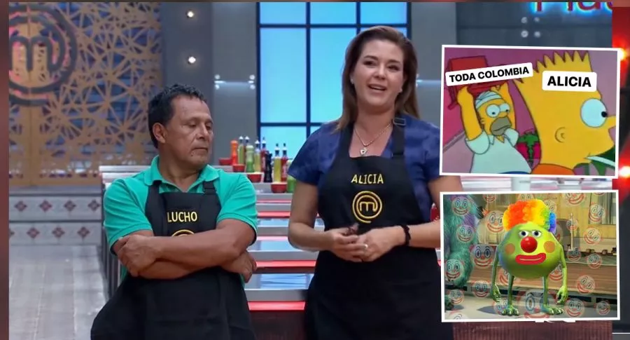Montaje con captura de pantalla de Lucho Díaz y Alicia Machado, junto a algunas imágenes de memes por la eliminación del exconcejal y la exreina venezolana en el ‘reality’ 'Masterchef Celebrity'.