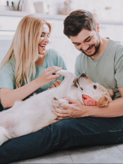 Foto de familia con un perro, a propósito de quién se queda con la mascoa en caso de divorcio