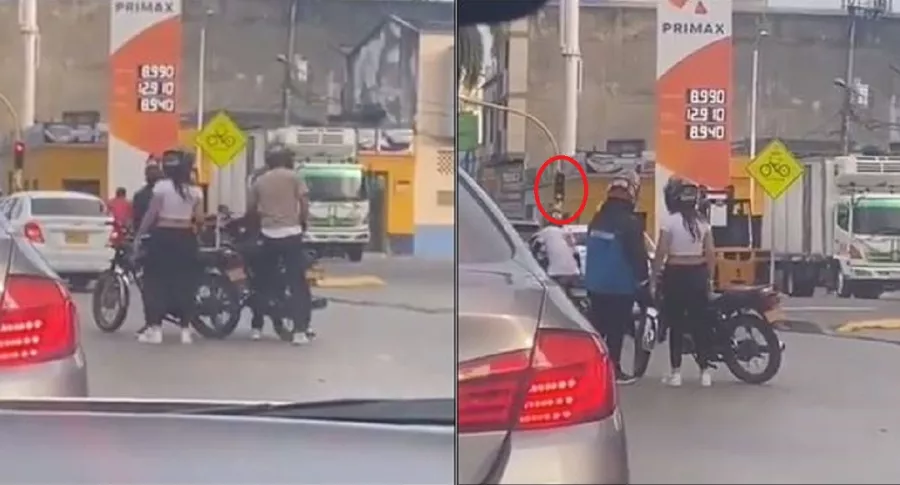 Imágenes de ladrones en moto que roban en semáforos de Cali