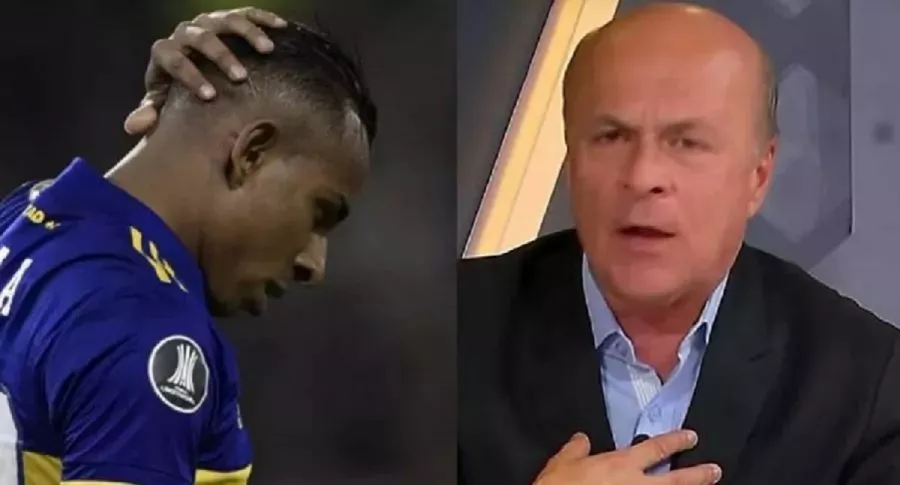Sebastián Villa y Carlos Antonio Vélez, quien criticó al jugador colombiano por la pelea de jugadores de Boca Juniors luego de ser eliminados en Copa Libertadores