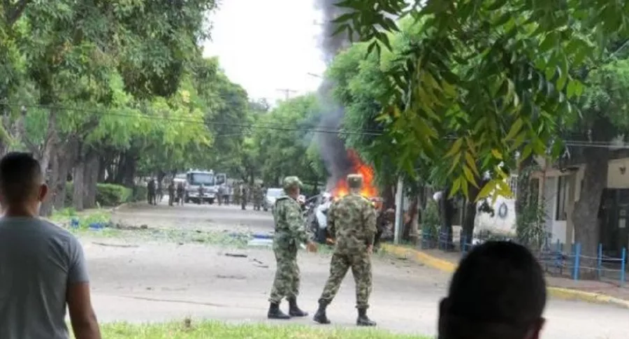 Imagen del sitio en donde un carro bomba explotó, el pasado 15 de junio, en las instalaciones de la Brigada 30 del Ejército en Cúcuta