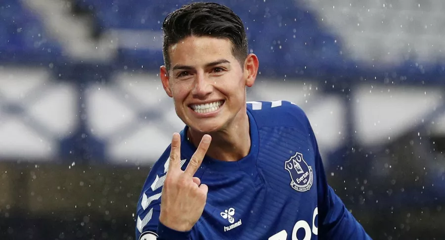 James Rodríguez celebrando en partido de Everton ilustra nota sobre tierna foto de sus hijos, Salomé y Samuel, que llenaron de 'me gusta' en Instagram.