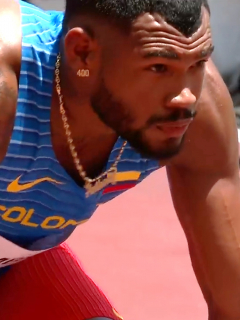 Anthony Zambrano, a semifinal de 400 metros en Juegos Olímpicos de Tokio 2020. Imagen del atleta colombiano.
