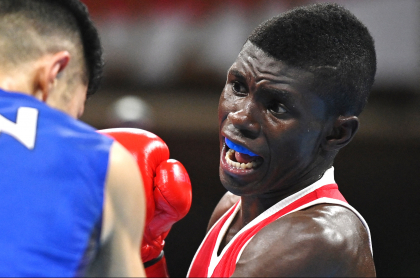 Reclamo de Yuberjen Martínez por pelea perdida en Juegos Olímpicos de Tokio 2020. Imagen del boxeador colombiano.
