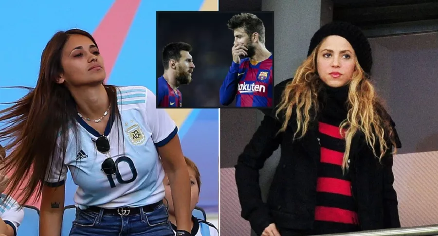 Antonella Rocuzzo, Lionel Messi, Gerard Piqué y Shakira, a propósito de versiones por las que se dice que Antonella y Shakira la van mal (fotomontaje Pulzo).