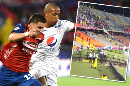 Violencia en Medellín vs América; barras se agarraron por banderas; Liga Betplay. Fotomontaje: Pulzo.