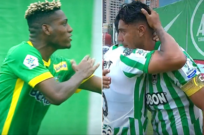 Mano de Atlético Nacional pitada como penalti contra el Quindío en Liga Betplay. Fotomontaje: Pulzo.