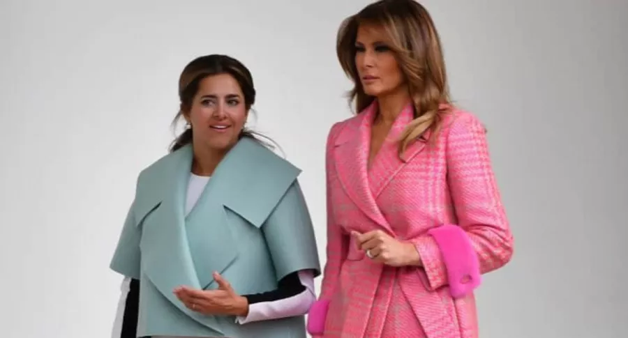 Foto de María Juliana Ruiz y Melania Trump en 2019, en nota de qué le dijeron la esposa de Trump y un escolta de su vestido.