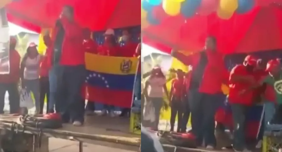 Video de caída de político chavista en tarima, en Venezuela