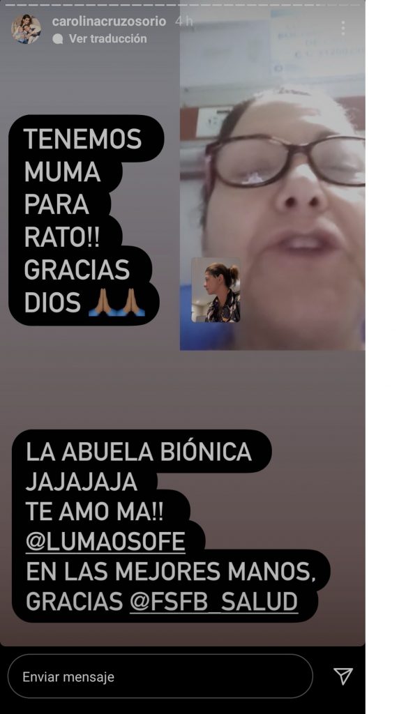 Captura de pantalla historias de Instagram carolinacruzosorio.