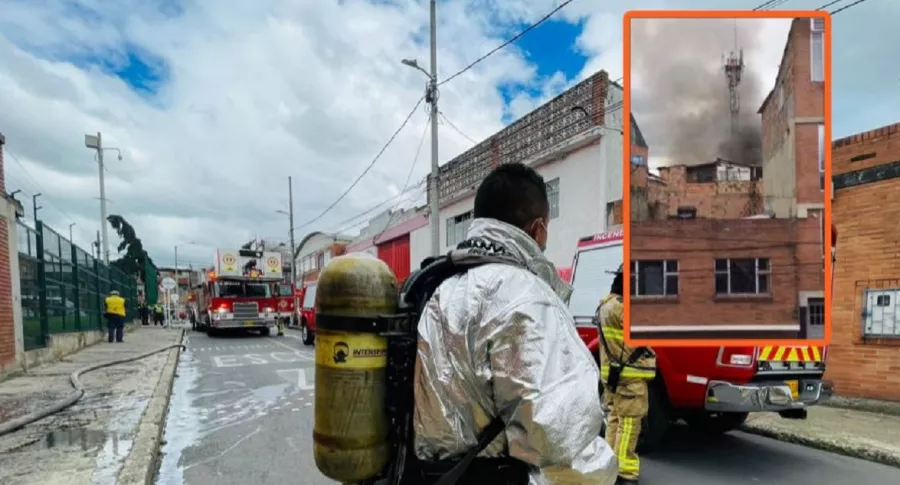Imágenes del incendio que se registró en un taller de carros en Las Ferias, Engativá (Bogotá)