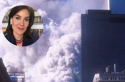 Imagen de Nueva York el 11 de septiembre de 2001 y foto de Vanessa de la Torre, en nota de relato de Vanessa de la Torre el 11-S.