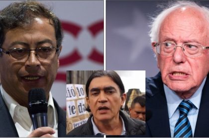 Gustavo Petro, Gustavo Bolívar y Bernie Sandres, para nota de llamada telefónica.