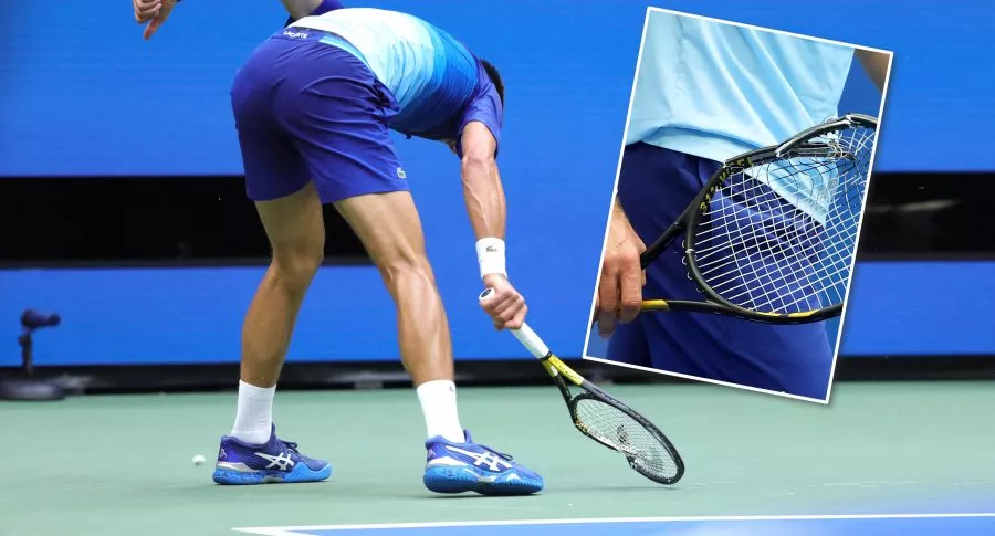 Novak Djokovic rompió su raqueta en la final del US Open ante Danil Medvédev. Fotomontahe: Pulzo.