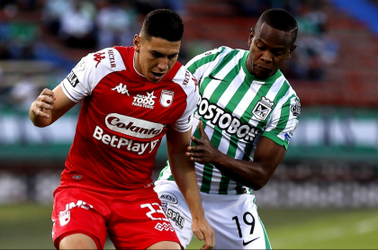 Pelea entre jugadores de Nacional y Santa Fe en cuartos de Copa Colombia