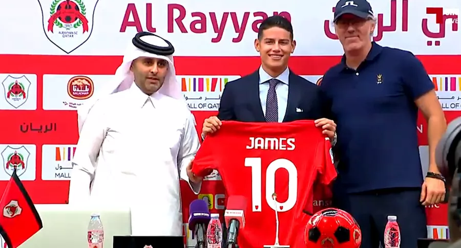 James Rodríguez, presentación en Catar; pidió plazo para jugar con Al Rayyan. 