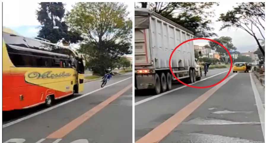 Video de joven en bicicleta que se enfrenta contra los carros en Bogotá.
