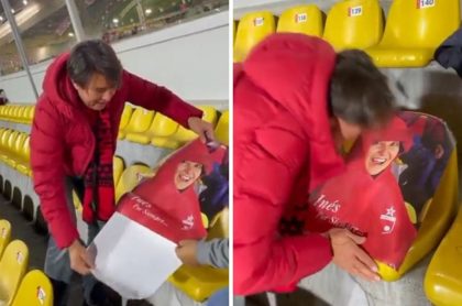 Hincha de Santa Fe que homenajeó a su difunta esposa al regresar al estadio