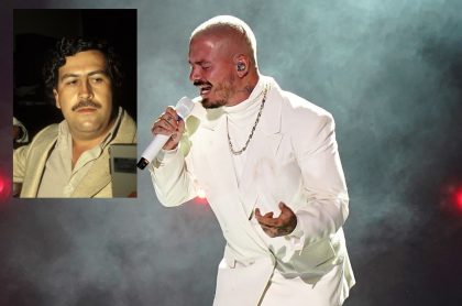 J Balvin cantando en concierto y Pablo Escobar, a propósito de reacción de J Balvin cuando hablan bien de Pablo Escobar (Fotomontaje Pulzo)