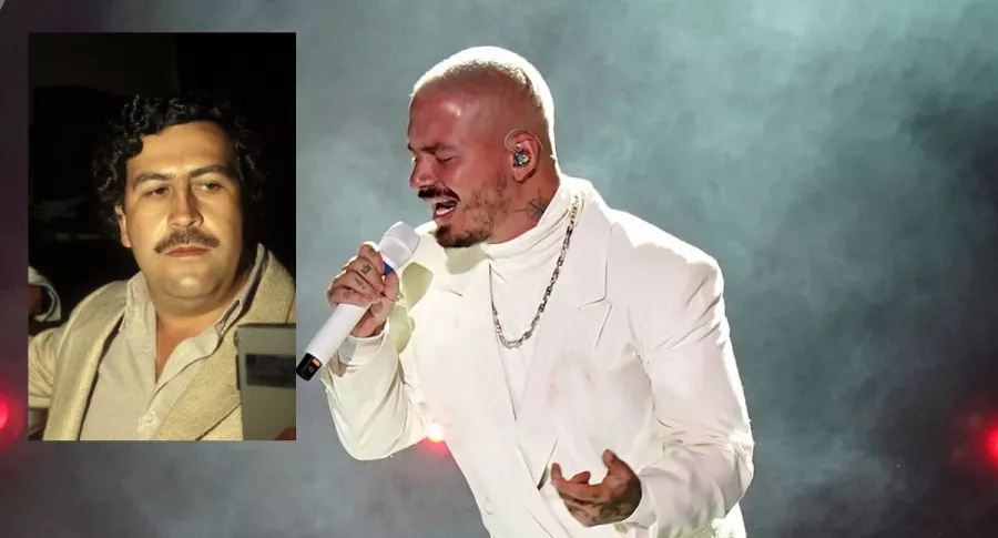 J Balvin cantando en concierto y Pablo Escobar, a propósito de reacción de J Balvin cuando hablan bien de Pablo Escobar (Fotomontaje Pulzo)