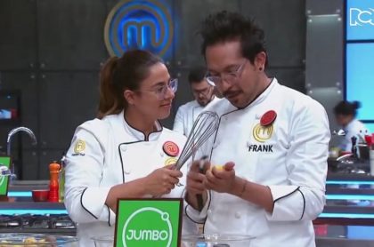 Carla Giraldo y Frank Martínez en 'Masterchef', quienes enojaron a Viña Machado durante prueba