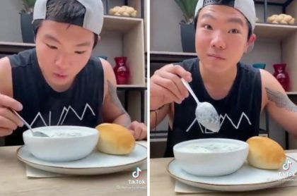 Chino comiendo changua por primera vez
